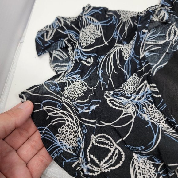 Cinq A Sept Size 4 Black Blue Button V-Neck Maxi Lisette Dress - Picture 5 of 5